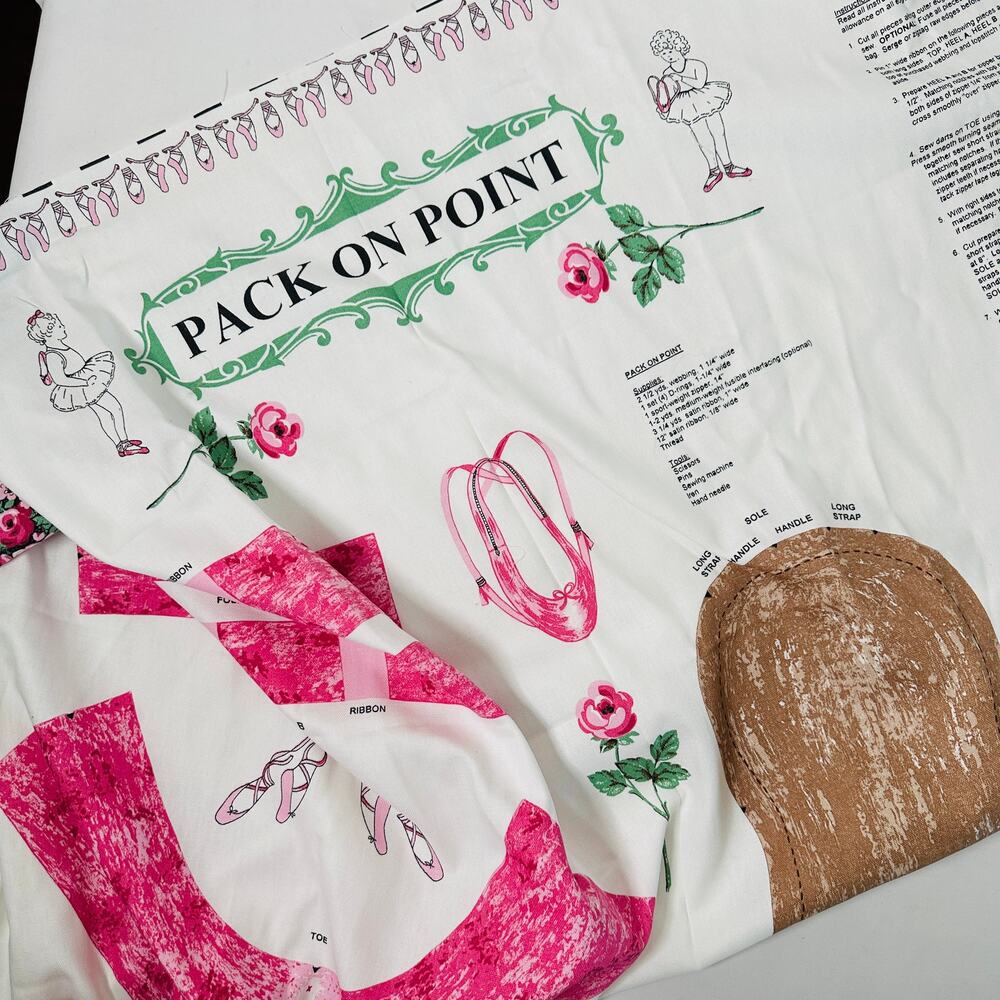 Vtg PACK ON POINT Cotton Duck Cloth Fabric Panel Cut & Sew Ballerina Backpack